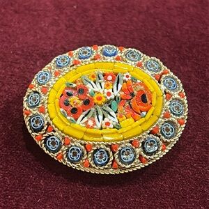Micro Mosaic Pin Brooch